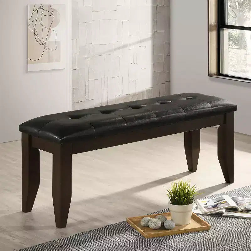 Banquette de salle à manger en similicuir cappuccino et noir