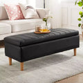 VECELO Modern Soft PU Leather Storage Bench, Ottoman 44 Shoestool with 6.1 Deep Storage Space for Living Room or Bedroom, Easy to Clean, Black