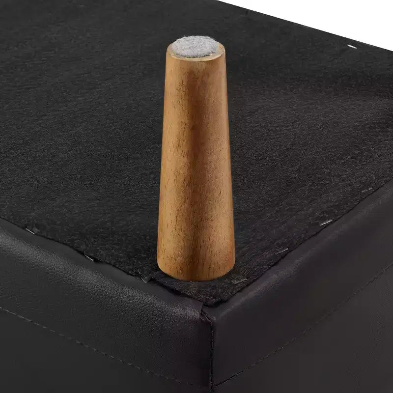 Banc de rangement moderne en cuir synthétique souple, Pouf repose-pieds 44 avec espace de rangement profond de 6,1 po pour salon ou chambre à coucher, facile à nettoyer, Noir