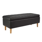 Banc de rangement moderne en cuir synthétique souple, Pouf repose-pieds 44 avec espace de rangement profond de 6,1 po pour salon ou chambre à coucher, facile à nettoyer, Noir