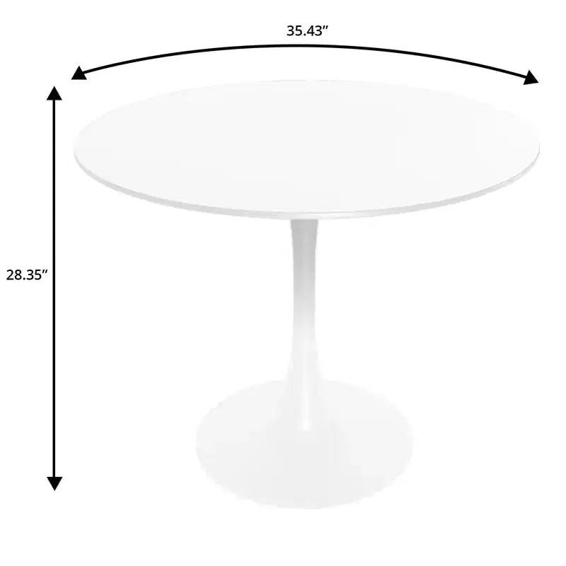 Ensemble de salle à manger 5 pièces Table à manger ronde, 4 chaises de salle à manger en plastique pieds blancs