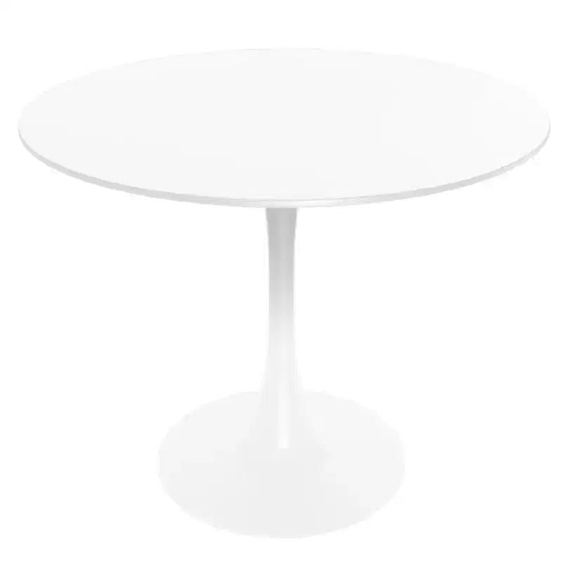 Ensemble de salle à manger 5 pièces Table à manger ronde, 4 chaises de salle à manger en plastique pieds blancs