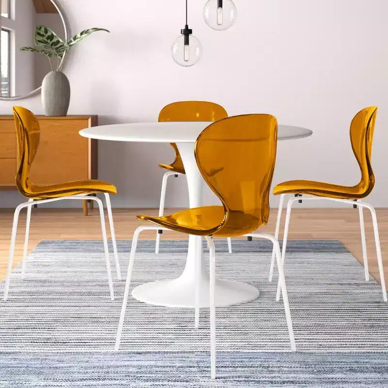 Ensemble de salle à manger 5 pièces Table à manger ronde, 4 chaises de salle à manger en plastique pieds blancs
