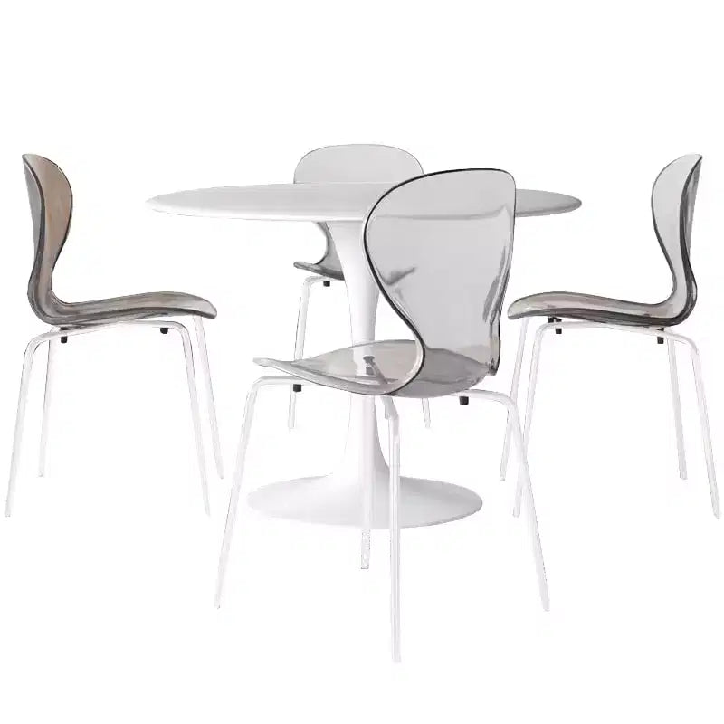 Ensemble de salle à manger 5 pièces Table à manger ronde, 4 chaises de salle à manger en plastique pieds blancs