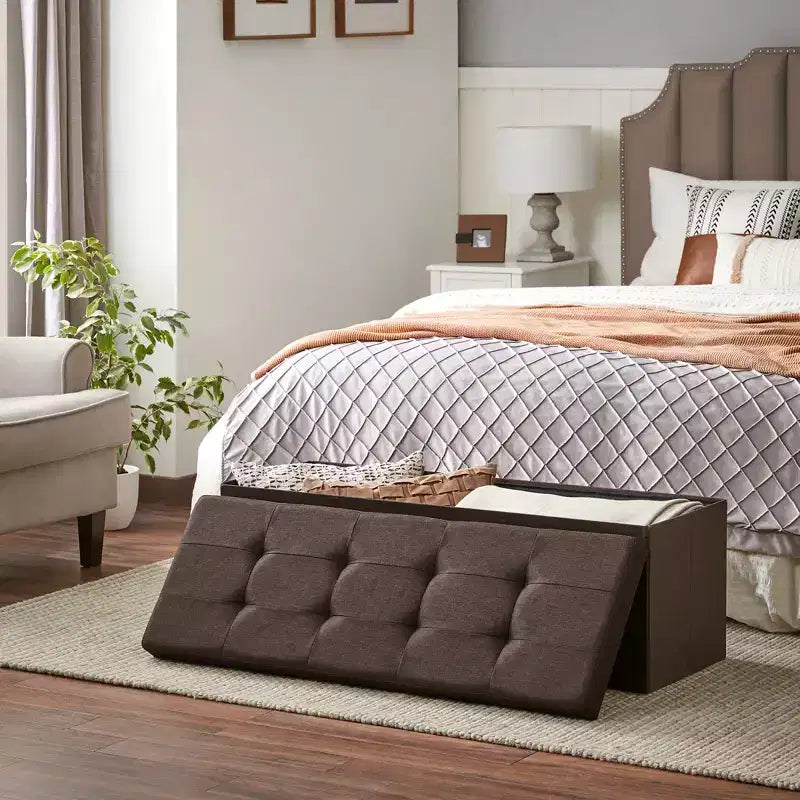 Banc de rangement ottoman, 38 x 109 x 38 cm, banc de bout de lit, coffre de rangement, pour salon, chambre, entrée