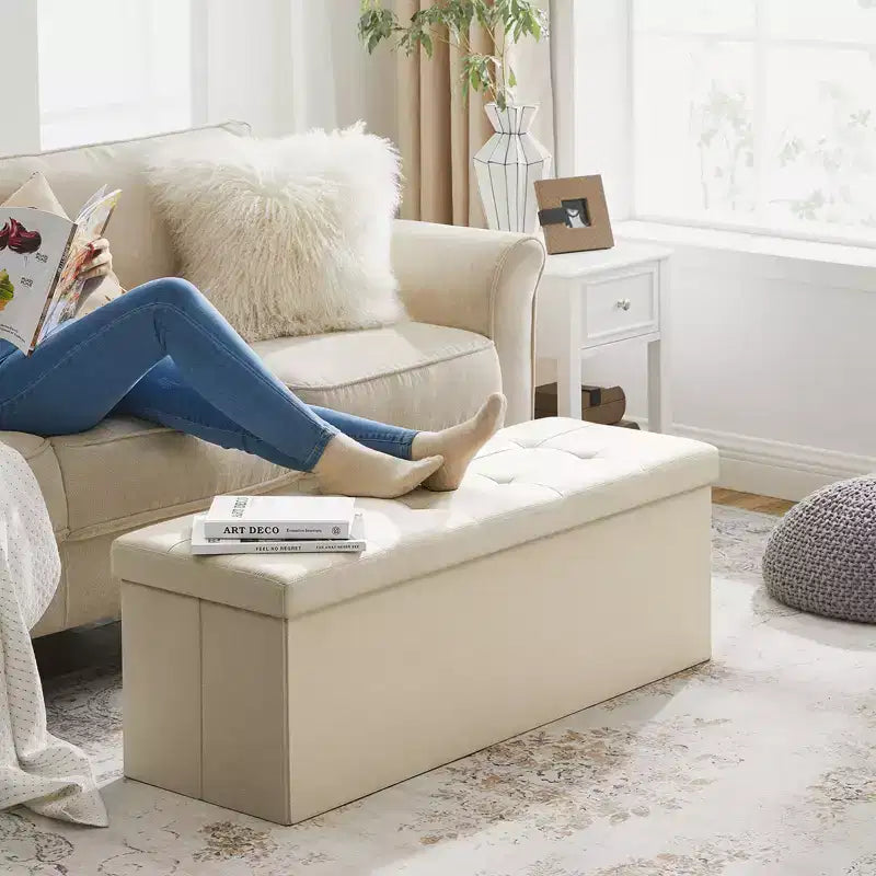 Banc de rangement ottoman, 38 x 109 x 38 cm, banc de bout de lit, coffre de rangement, pour salon, chambre, entrée
