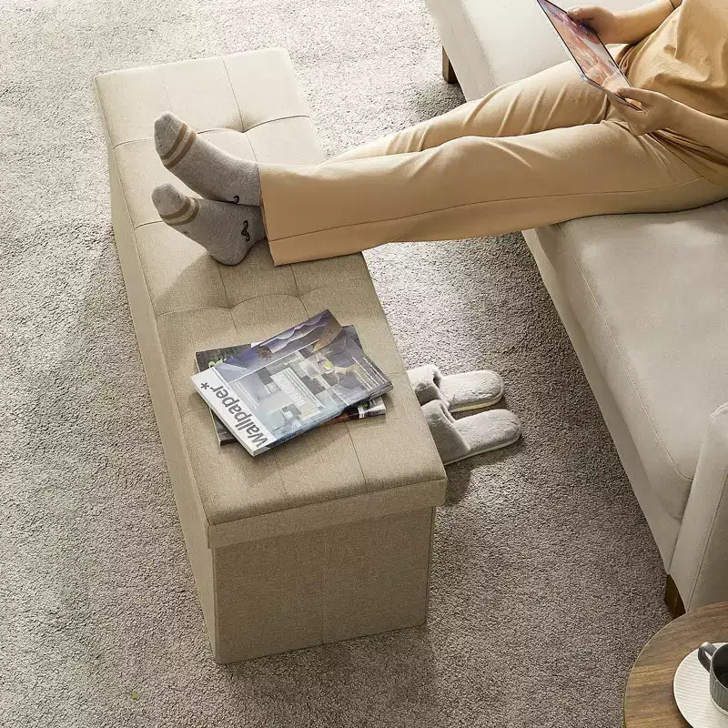 Banc de rangement ottoman, 38 x 109 x 38 cm, banc de bout de lit, coffre de rangement, pour salon, chambre, entrée
