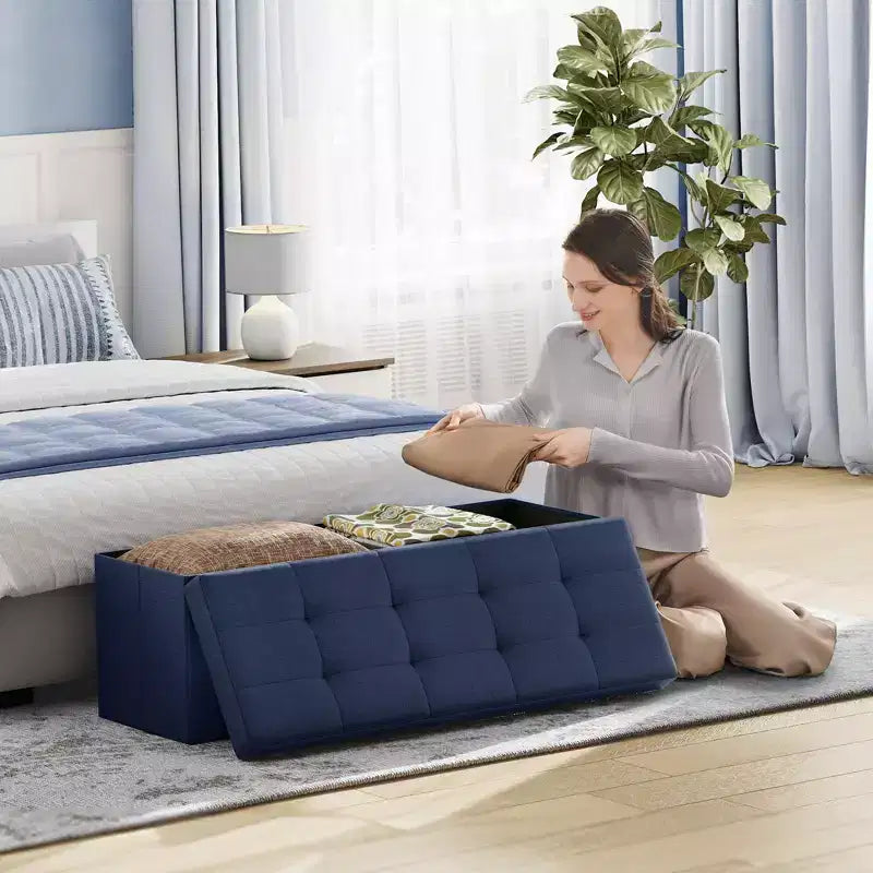 Banc de rangement ottoman, 38 x 109 x 38 cm, banc de bout de lit, coffre de rangement, pour salon, chambre, entrée