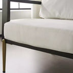 Fauteuil en velours en métal et hévéa Mid-Century Modern