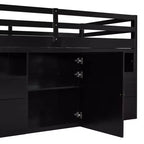 Lit mezzanine jumeau de conception moderne de 81,8 L x 40,8 l avec 4 tiroirs, armoire inférieure et étagères