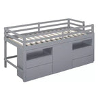 Lit mezzanine jumeau de conception moderne de 81,8 L x 40,8 l avec 4 tiroirs, armoire inférieure et étagères