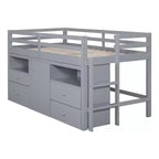 Lit mezzanine jumeau de conception moderne de 81,8 L x 40,8 l avec 4 tiroirs, armoire inférieure et étagères