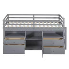 Lit mezzanine jumeau de conception moderne de 81,8 L x 40,8 l avec 4 tiroirs, armoire inférieure et étagères