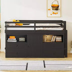 Lit mezzanine jumeau de conception moderne de 81,8 L x 40,8 l avec 4 tiroirs, armoire inférieure et étagères