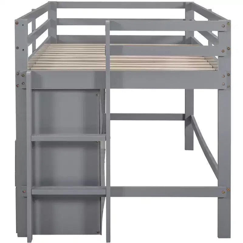 Lit mezzanine jumeau de conception moderne de 81,8 L x 40,8 l avec 4 tiroirs, armoire inférieure et étagères