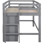 Lit mezzanine jumeau de conception moderne de 81,8 L x 40,8 l avec 4 tiroirs, armoire inférieure et étagères