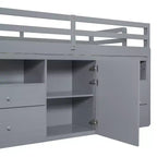 Lit mezzanine jumeau de conception moderne de 81,8 L x 40,8 l avec 4 tiroirs, armoire inférieure et étagères