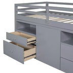 Lit mezzanine jumeau de conception moderne de 81,8 L x 40,8 l avec 4 tiroirs, armoire inférieure et étagères