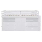 Lit mezzanine jumeau de conception moderne de 81,8 L x 40,8 l avec 4 tiroirs, armoire inférieure et étagères