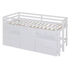 Lit mezzanine jumeau de conception moderne de 81,8 L x 40,8 l avec 4 tiroirs, armoire inférieure et étagères