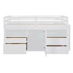 Lit mezzanine jumeau de conception moderne de 81,8 L x 40,8 l avec 4 tiroirs, armoire inférieure et étagères