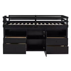 Lit mezzanine jumeau de conception moderne de 81,8 L x 40,8 l avec 4 tiroirs, armoire inférieure et étagères