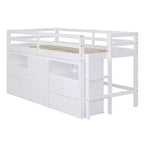 Lit mezzanine jumeau de conception moderne de 81,8 L x 40,8 l avec 4 tiroirs, armoire inférieure et étagères