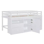 Lit mezzanine jumeau de conception moderne de 81,8 L x 40,8 l avec 4 tiroirs, armoire inférieure et étagères