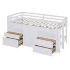 Lit mezzanine jumeau de conception moderne de 81,8 L x 40,8 l avec 4 tiroirs, armoire inférieure et étagères