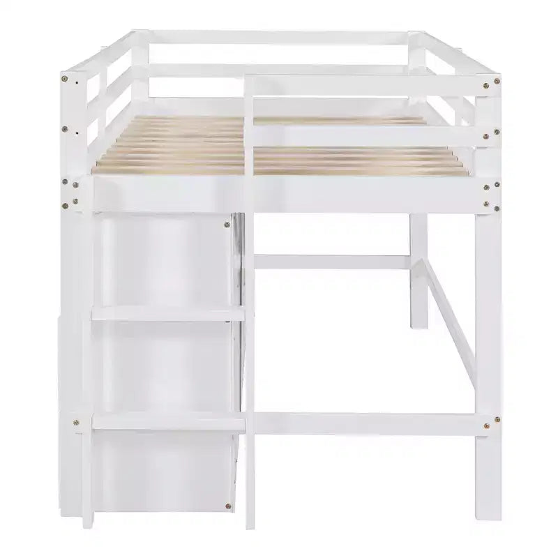 Lit mezzanine jumeau de conception moderne de 81,8 L x 40,8 l avec 4 tiroirs, armoire inférieure et étagères
