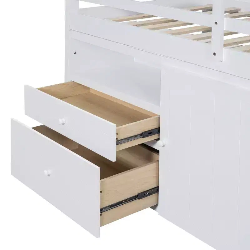 Lit mezzanine jumeau de conception moderne de 81,8 L x 40,8 l avec 4 tiroirs, armoire inférieure et étagères