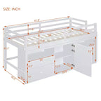 Lit mezzanine jumeau de conception moderne de 81,8 L x 40,8 l avec 4 tiroirs, armoire inférieure et étagères