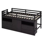 Lit mezzanine jumeau de conception moderne de 81,8 L x 40,8 l avec 4 tiroirs, armoire inférieure et étagères