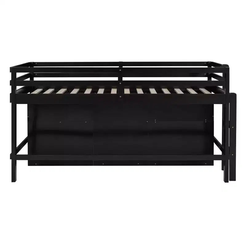 Lit mezzanine jumeau de conception moderne de 81,8 L x 40,8 l avec 4 tiroirs, armoire inférieure et étagères