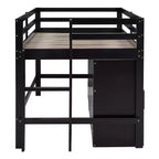 Lit mezzanine jumeau de conception moderne de 81,8 L x 40,8 l avec 4 tiroirs, armoire inférieure et étagères