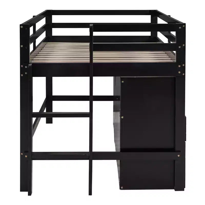 Lit mezzanine jumeau de conception moderne de 81,8 L x 40,8 l avec 4 tiroirs, armoire inférieure et étagères