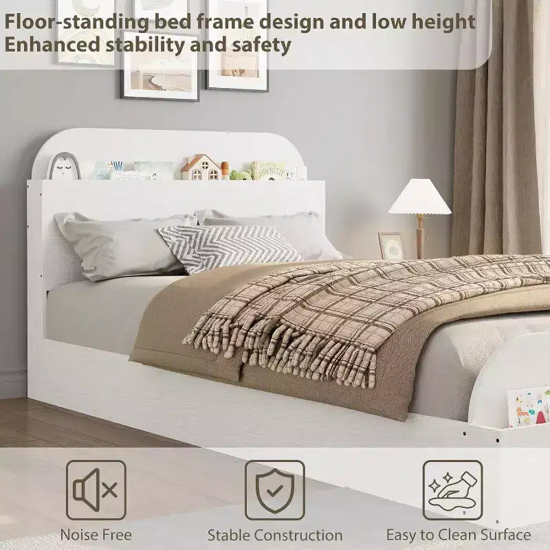Lit de repos double avec lit gigogne, cadre de canapé-lit rembourré avec tiroirs de rangement, lit de canapé moderne pour salon ou chambre à coucher