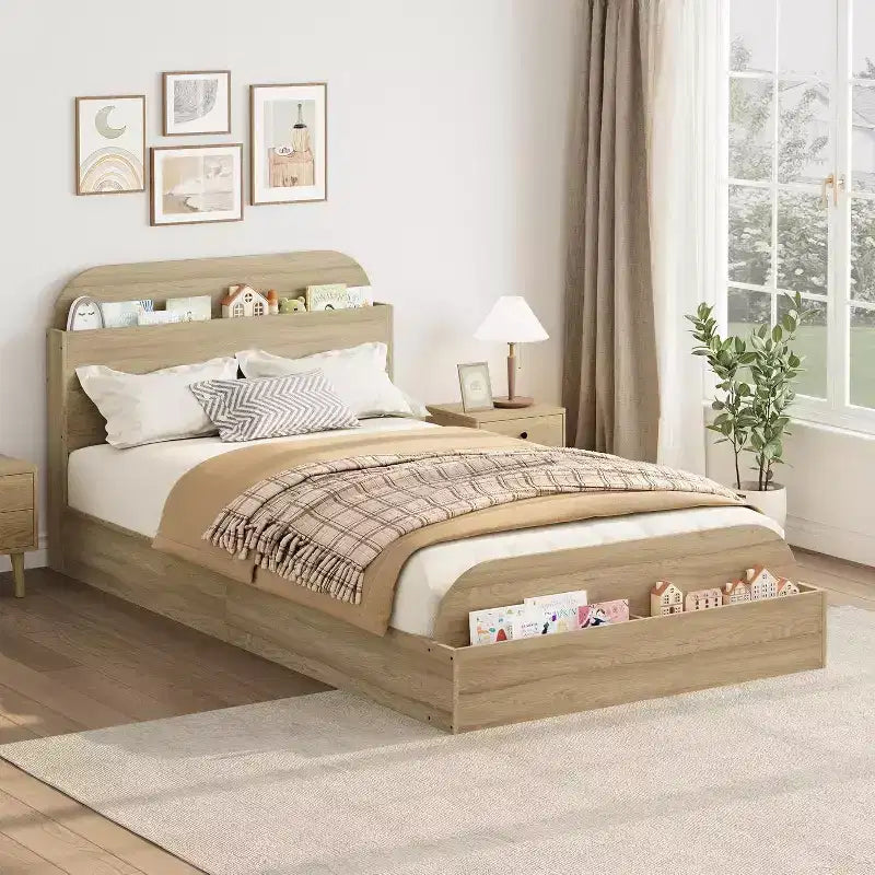 Lit de repos double avec lit gigogne, cadre de canapé-lit rembourré avec tiroirs de rangement, lit de canapé moderne pour salon ou chambre à coucher