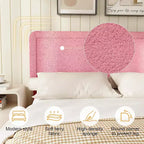 Cadre de lit Bouclé, cadre de lit rembourré en tissu Teddy noir avec tête de lit, sommier tapissier non requis, tête de lit réglable, montage facile