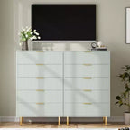 Commode Verte, Commode Moderne à 5 Tiroirs pour Chambre avec Dorure et Grand Tiroir, Commode Double en Bois, Verte