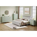 Commode Verte, Commode Moderne à 5 Tiroirs pour Chambre avec Dorure et Grand Tiroir, Commode Double en Bois, Verte