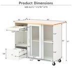 Dessertes de cuisine roulantes avec lumière LED, îlot de cuisine avec étagère réglable et 2 tiroirs de rangement, îlot sur roulettes