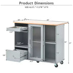 Dessertes de cuisine roulantes avec lumière LED, îlot de cuisine avec étagère réglable et 2 tiroirs de rangement, îlot sur roulettes
