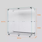 Vitrine en verre trempé, Cave à vin, Meuble de classement, Bande lumineuse Bluetooth, Roulettes pivotantes verrouillables, Salon, Chambre, Bureau, Blanc