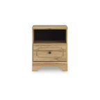 Table de chevet à un tiroir - Finition Chêne brun chaud, Chargement USB-A et USB-C, Étagère de rangement ouverte
