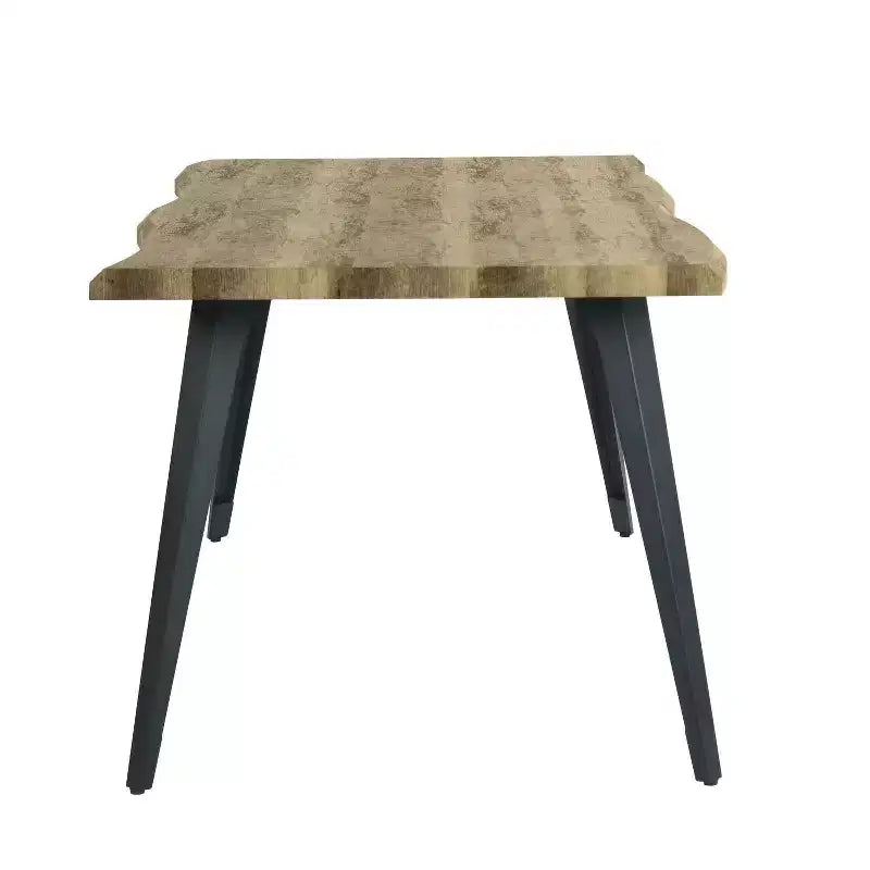 Table à manger rectangulaire de 63 po pour 6 personnes, style bois moderne avec pieds en métal noir