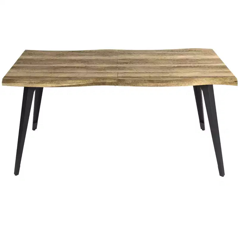 Table à manger rectangulaire de 63 po pour 6 personnes, style bois moderne avec pieds en métal noir
