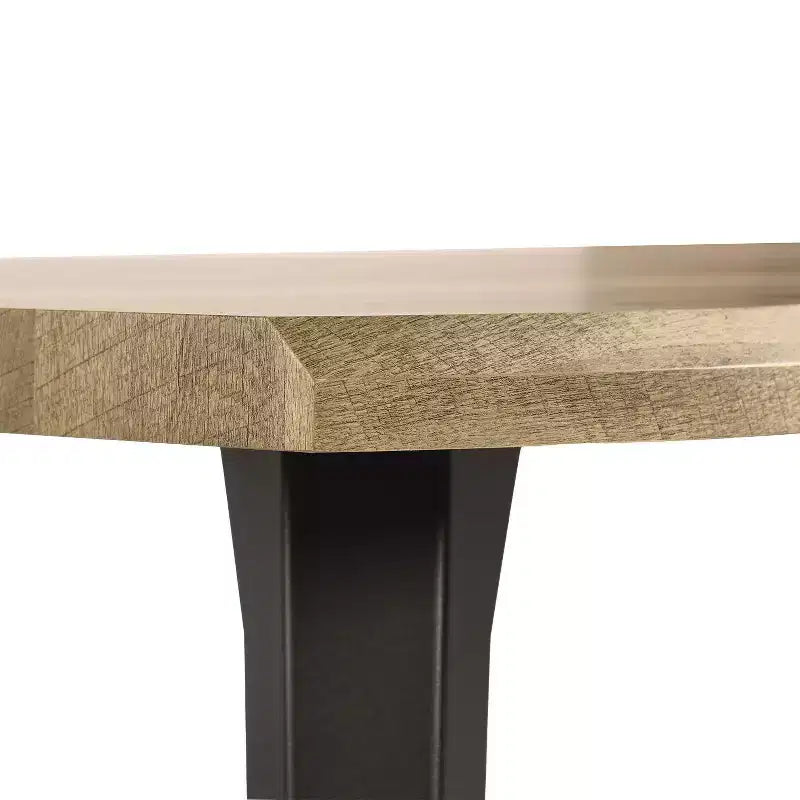 Table à manger rectangulaire de 63 po pour 6 personnes, style bois moderne avec pieds en métal noir