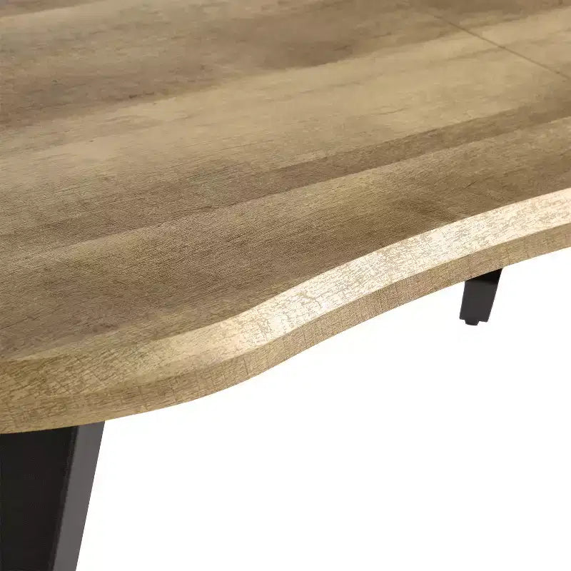 Table à manger rectangulaire de 63 po pour 6 personnes, style bois moderne avec pieds en métal noir