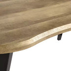 Table à manger rectangulaire de 63 po pour 6 personnes, style bois moderne avec pieds en métal noir